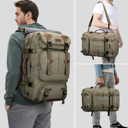 WITZMAN Travel Backpack for Men 45L Large Carry-on Airline Approved - color: Army Green