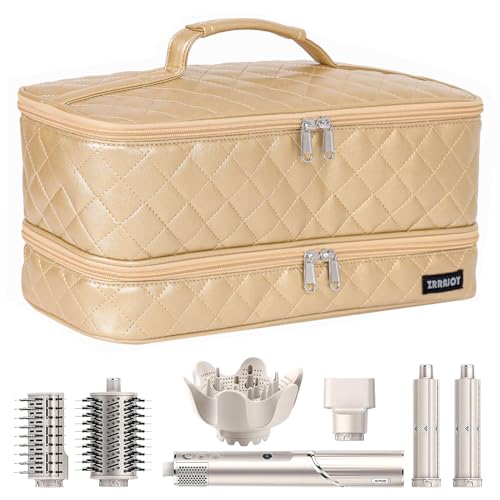 ZRRAJOY Double Layer Storage Case For Shark Flexstyle, Travel Carrying Case For Shark 430/440 Flexstyle, Organizer Bag For Shark Flexstyle/Dyson Airwrap Styler Attachments - color: Gold