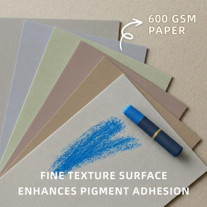 Somime 9x12 600gsm Sanded Pastel Paper Pad, 12 Sheets of 6 Light Colors - size: 9x12 12 sheets