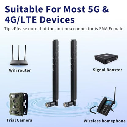 Cellular Trail Camera Replacement SMA Male Antenna Compatible with Spypoint LM2 Flex Flex-S Flex-M Flex-Dark Flex G-36 Moultrie Edge Spartan Covert 4G LTE Cellular Trail Camera, 2-Pack