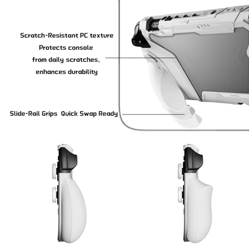 playvital for Switch 2 Beyond-Grip Dockable Case, Interchangeable FPS/Omni Ergonomic Grips + Military-Grade Drop Protective Cover + 2 Joystick Caps for Nintendo Switch 2 (White) - color: White
