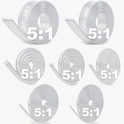 5:1 Heat Shrink Tubing Roll Kit, 5:1 Adhesive Lined, 7 Diameters, Total 54 Ft Marine Grade Dual Wall, Waterproof Electrical Wire Shrink Wrap Tubing – for Industrial & Automotive (Clear) - color: CLEAR
