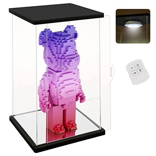 NONEMEY Clear Acrylic Display Case with Remote Control Light for Bearbrick, Dustproof Model Showcase Organizer Box, Display Case for Collectibles Bearbrick (9.8×7.9×16.5inch,25×20×42cm) - size: 9.8×7.9×16.5 inch, 25×20×42 cm