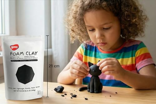 BOHS Foam Clay for Kids, Black Air Dry Modeling Clay, 3.5 oz - color: Black