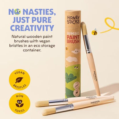 Honeysticks Jumbo Paint Brushes Set (3 Pack) - Large, Easy to Hold and Use - size: Jumbo