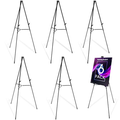 Falling in Art 63" Aluminum Display Easel Stand, Black 6 Pack - style: Black-6 Pack