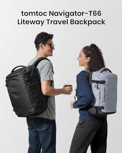tomtoc Travel Backpack 28L,TSA Personal Item Bag Flight Approved,PFAS Free - color: Silver Gray-ripstop, size: 28L