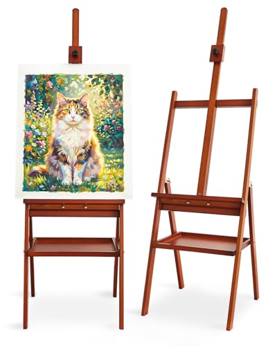 Painting Easel Stand with Storage Tray, 57"-72" Height Adjustable Art Easel - color: Walnut