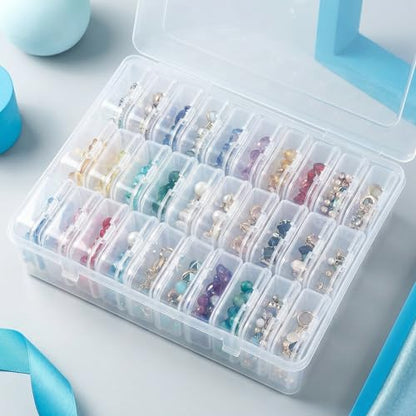 Huacan 30 Grid Diamond Painting Storage Containers, Transparent Bead Organizer Stackable Plastic Storage Boxes for DIY Crafts, Jewelry, Fuse Beads Accessories