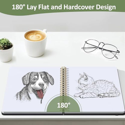 Forvencer 2 Pack Blank Spiral Notebook, 8"x 5.6"Hardcover Sketch Book - color: Deep Green