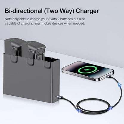 1-Pack Avata 2 Intelligent Flight Battery Charger Two-Way Three-Channel Avata 2 Battery Charging Hub Fully Compatible with DJI Avata 2 Drone