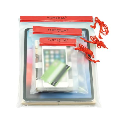 YUMQUA Waterproof Pouch Dry Bags Document Map Holder for Water Sport 3PACK - color: Red