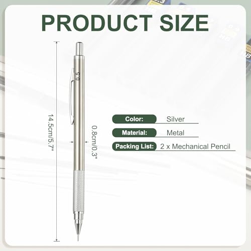 PATIKIL 2Pcs Mechanical Pencil 0.9mm, Lead Pencils Mechanical Holder,Silver - color: Silver
