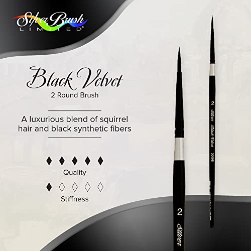 Silver Brush Limited Black Velvet Round Watercolor Paintbrush, Size 2 - size: 2