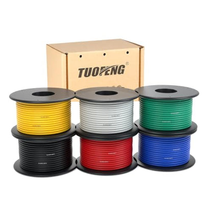 TUOFENG 18awg Silicone Wire, 6 Colors, 20ft Each - size: 18 AWG Stranded 6 Colors 20 ft