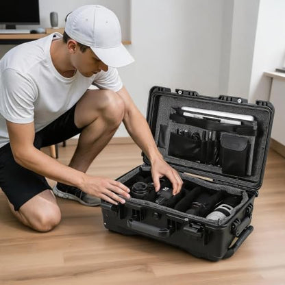 Lockable Waterproof Equipment Case with Telescoping Handle