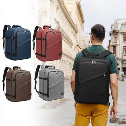 Kono Travel Backpack Airline Approved Overhead Bin Personal Item Bag - color: Black, size: Medium