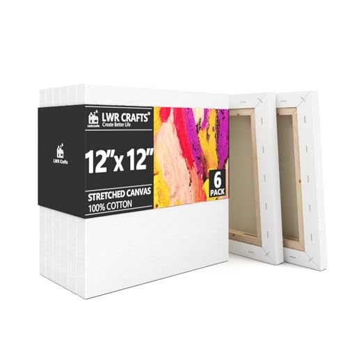 LWR CRAFTS Stretched Canvas 12" X 12" Pack of 6 - size: 12"x12"x6