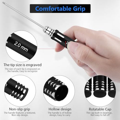 RC Tool Kit,Hex Screwdriver w/3/23",5/64",1/16",0.05",1.5/2.0/2.5/3.0mm - color: Black