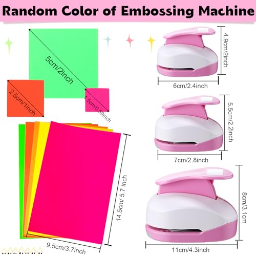 CHENGU 3 Pack Square Hole Punch 2"/1"/0.6", Pink - color: Pink, style: Square