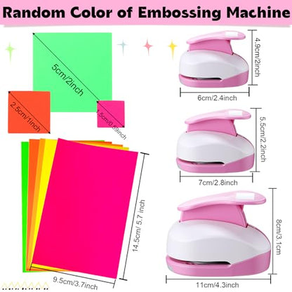 CHENGU 3 Pack Square Hole Punch 2"/1"/0.6", Pink - color: Pink, style: Square