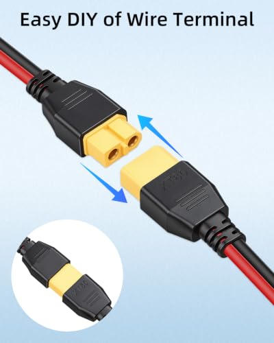 GELRHONR 10cm 14AWG XT60 Connector Male Plug&Female Silicone Wire 20A,4 PCS