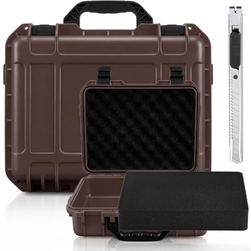Relaxweex 14.3 x 11.4 x 4.5 Inch Hard Case, Stripe Shell, Brown - color: Brown, size: 14.3 x 11.4 x 4.5 Inch, style: Stripe Shell