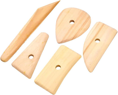 5 Pcs Pottery Clay Sculpting Tools Set,Wooden Pottery Clay Ribs Ceramic Potter Rib Ceramic Clay Sculpting Scrapers Tools Pottery Shaping Trimming Tools Ceramic Pottery Tools