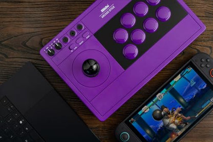8Bitdo Retro Arcade Fight Stick 8 Way Joystick with 2 Dedicated Macro Buttons and Turbo Function for Switch/Switch 2 and PC Windows, Wireless Bluetooth, 2.4G Adapter & Wired USB-C - Purple - color: Purple Edition