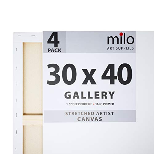 milo Stretched Artist Canvas, 30x40 inch, 4 Pack, 1.5” inch Profile - size: 30" x 40" Pack of 4