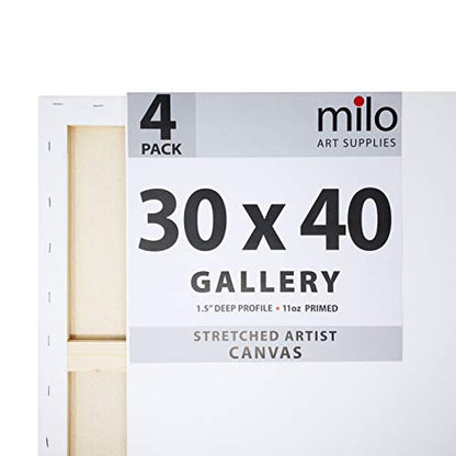 milo Stretched Artist Canvas, 30x40 inch, 4 Pack, 1.5” inch Profile - size: 30" x 40" Pack of 4