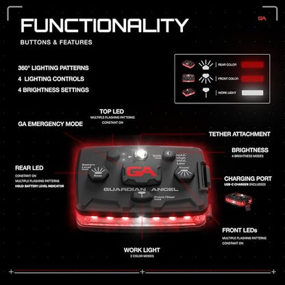 Guardian Angel Elite Safety Light - Red Front & Red Rear - color: Red/Red, size: 1-Pack