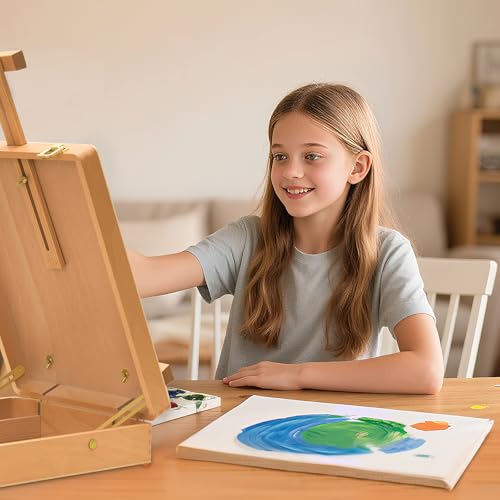Tabletop Art Easel for Painting, Wooden Sketchbox, Portable Desktop Easel - style: Sketchbox