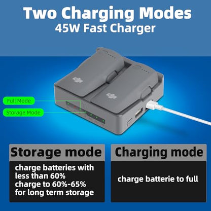 45W Dual Battery Charger with Storage Charge for DJI Neo 2 Drone