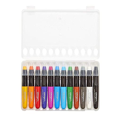 KINGART Mixed Media Gel Stick Crayons, Vibrant, Set of 12-Colors
