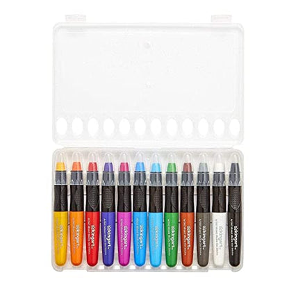 KINGART Mixed Media Gel Stick Crayons, Vibrant, Set of 12-Colors