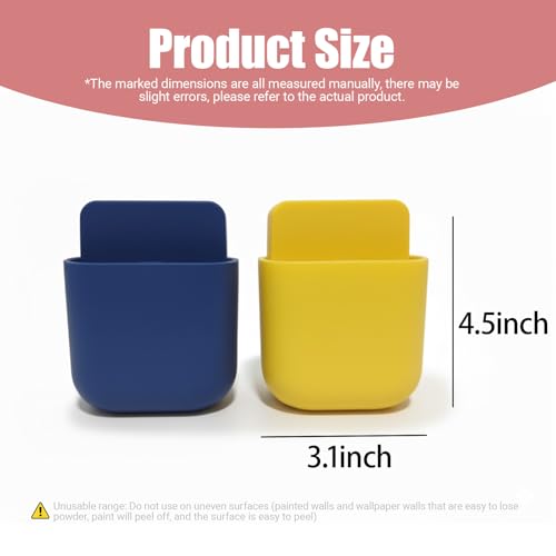 Remote Holder Wall Mount -TV Remote Control Holder Organizer, Multi-Purpose Organizer Box for sitting room, 2-Pack(Blue + Yellow) - color: Blue and yellow