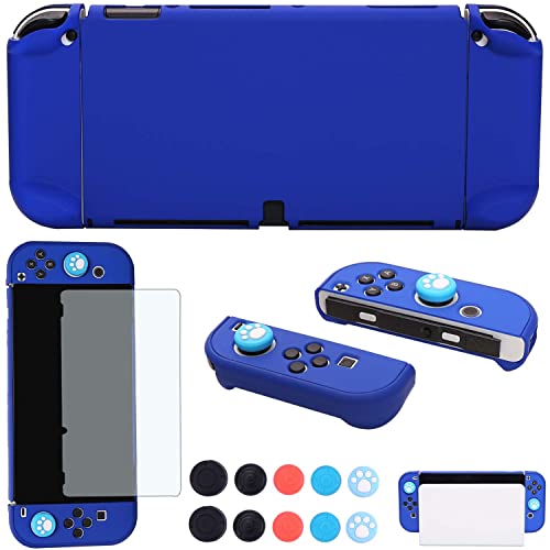 COMCOOL Dockable Case for Nintendo Switch Oled - [9 FT Military Grade Drop Protection] [with Tempered Glass Screen Protector and Thumb Grips] Cute Protective Cover for Nintendo Switch Oled - Blue - color: Dark Blue