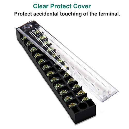 Terminal Block Strip, 12 Circuits 600V 15A, Dual Row Screw, 5 Sets - size: 15A 12P+10pcs Jumpers