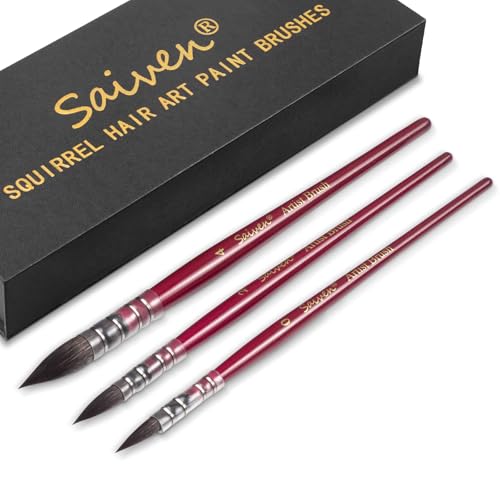 3-Piece Detail and Round Pointed Paint Brush Set - Red - color: Red