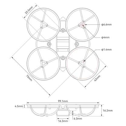 BETAFPV 2pcs Air75 II for Whoop Frame Kit 75mm for 1S FPV Racing Drone