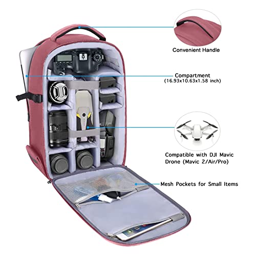 MOSISO Camera Backpack, DSLR/SLR/Mirrorless Photography Camera Bag - color: Dusty Rose