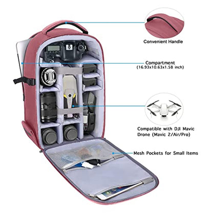 MOSISO Camera Backpack, DSLR/SLR/Mirrorless Photography Camera Bag - color: Dusty Rose