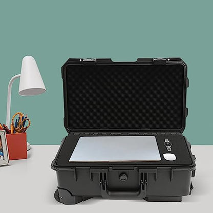 Portable Protective Camera Case, 22" Protective Roller Hard Camera Case with Wheels and Foams Camera Suitcase Waterproof Rolling Hard Case for Camera,Tools,Lens,Drone,Equipment (Black) - color: Black