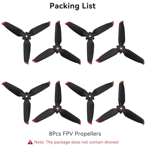 Propellers for DJI FPV Blades - 8Pcs Props Quick Replacement Spare Part Low Noise Props Wings for DJI FPV Drone Accessories Red Tips