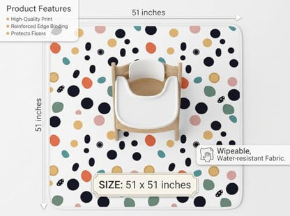 Splat Mat for Under High Chair, Waterproof Washable High Chair Floor Mat - color: Polka Dot
