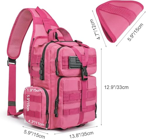 G4Free Large Tactical EDC Sling Bag, Adjustable Holder Backpack for Men - color: Rose Red
