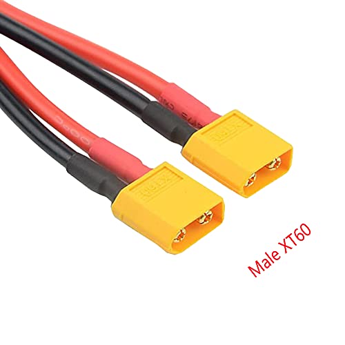 3pcs XT60 Plug Parallel Battery Connector Cable 2-Males to 1-Female Adapter Splitter Y-Harness for DJI Phantom RC Mode Helicopter Quadcopter