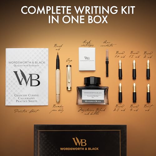 Wordsworth & Black Luxury Bamboo Maple Calligraphy Pen Set, 6 Nibs - color: Maple Wood