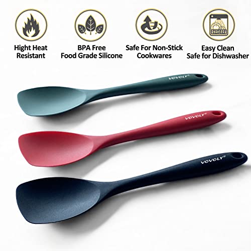 Vovoly Silicone Spatula Spoon Set, 11 IN, Red, Spoonulas Heat Resistant - color: Red Spoonula set